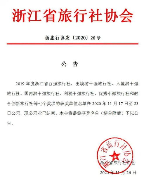 厲害了！天臺一家旅行社榮膺浙江省100強旅行社——杭州國際旅行社